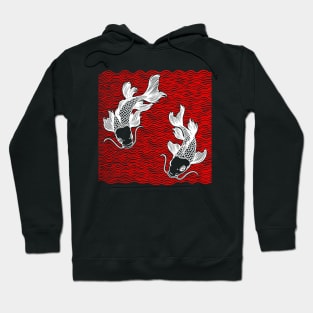 Double Koi Fish Great Wave Tattoo Hoodie